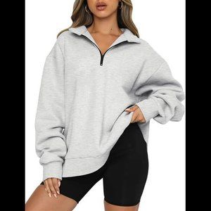 Trendy Queen Womens Oversized Half Zip Pullover Long Sleeve